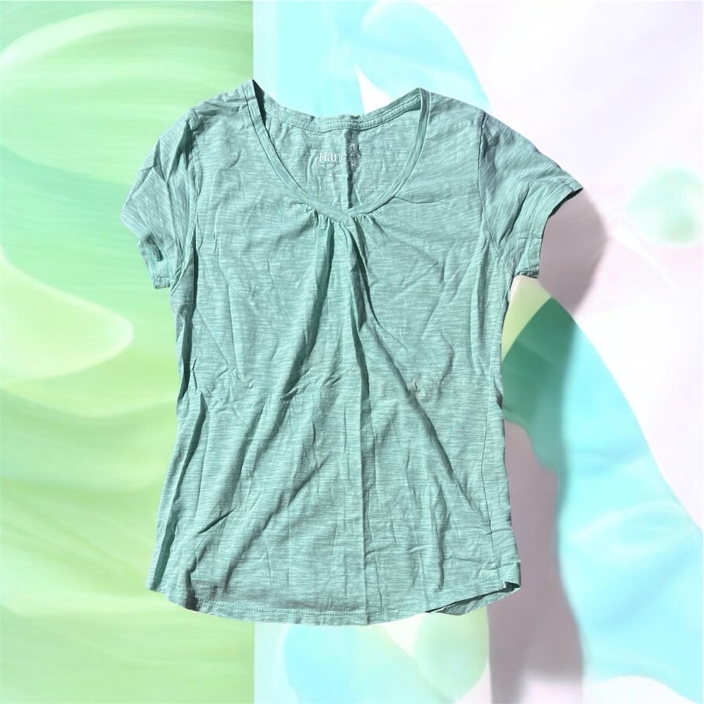 Hanes Women's Light Green Short Sleeve Tee 546